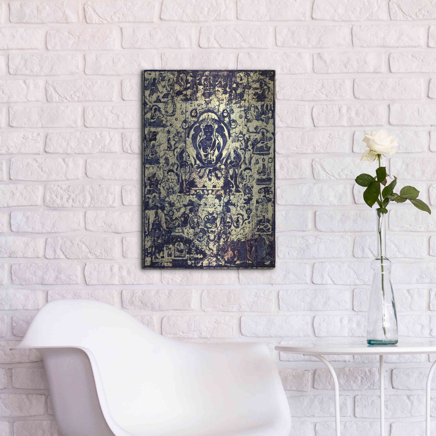 Luxe Metal Art 'Buddha Grunge Mandala Remix' by Elena Ray, Metal Wall Art,16x24