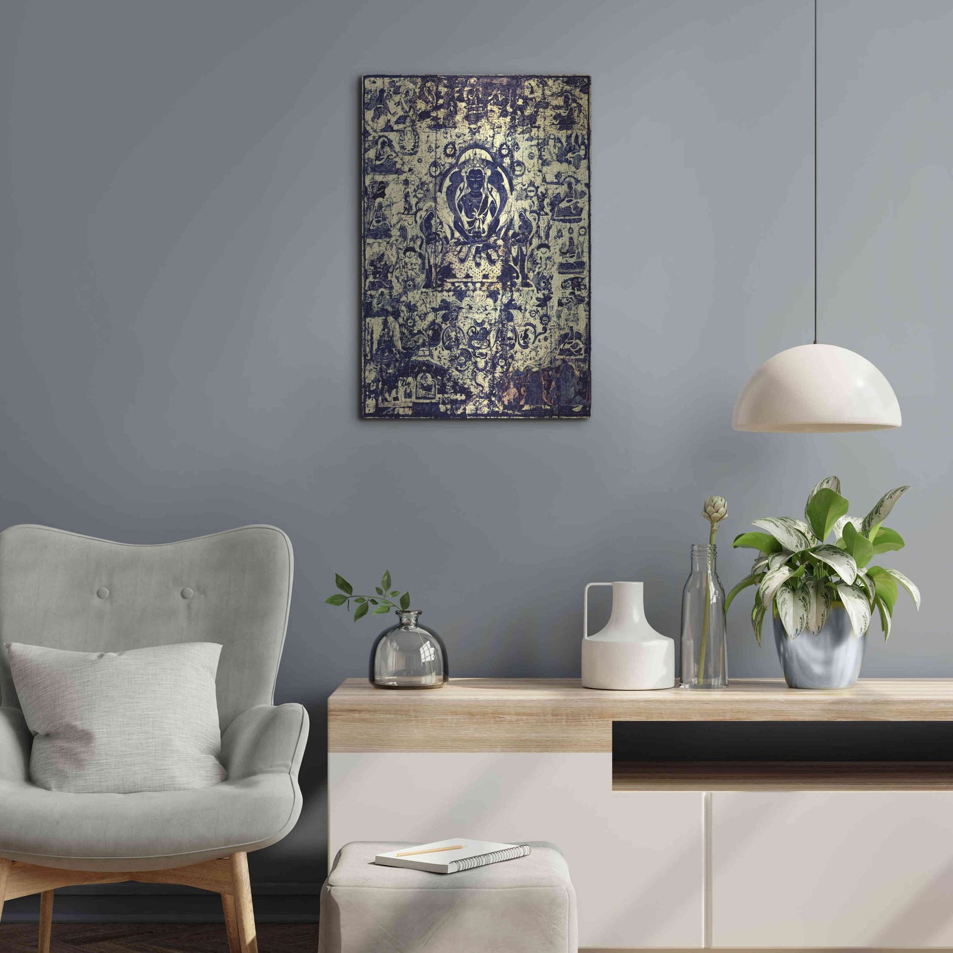 Luxe Metal Art 'Buddha Grunge Mandala Remix' by Elena Ray, Metal Wall Art,16x24