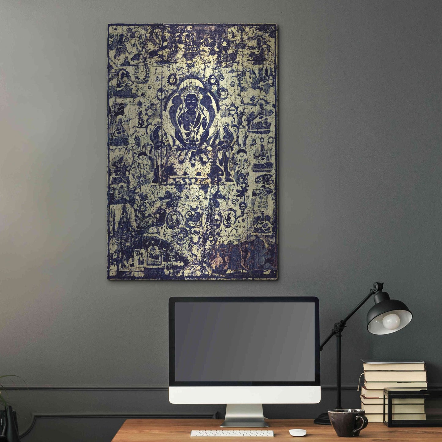 Luxe Metal Art 'Buddha Grunge Mandala Remix' by Elena Ray, Metal Wall Art,24x36