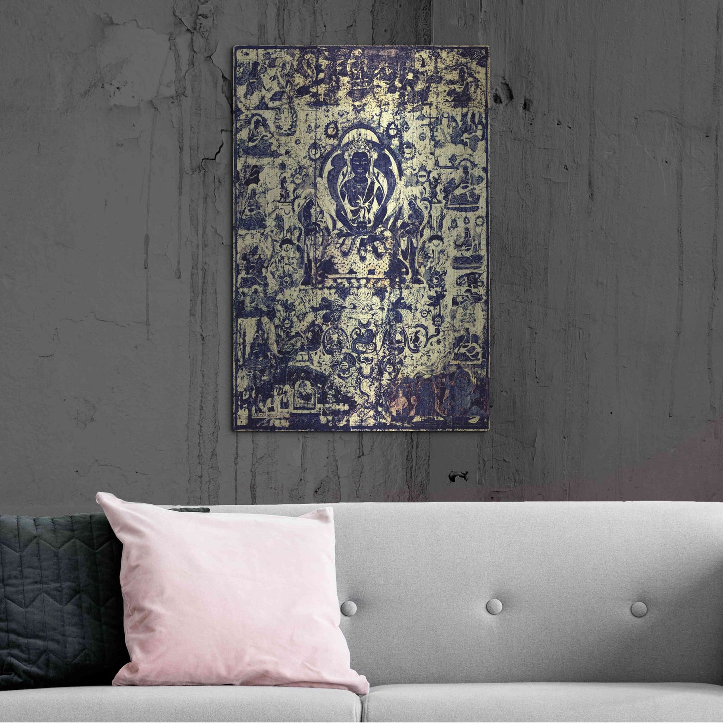 Luxe Metal Art 'Buddha Grunge Mandala Remix' by Elena Ray, Metal Wall Art,24x36