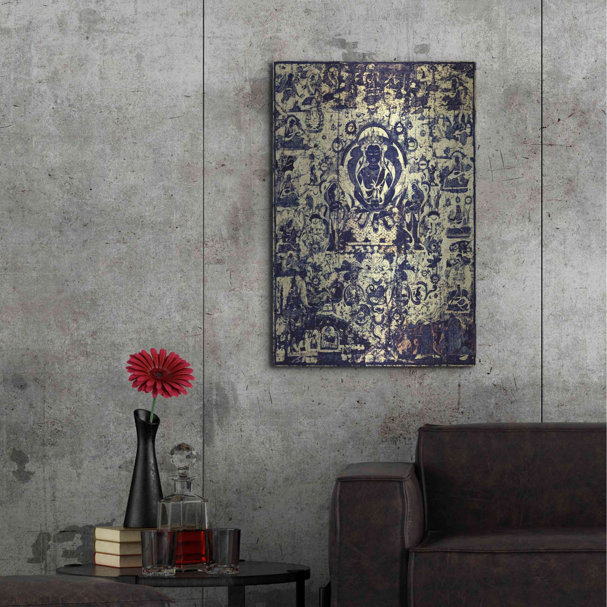 Luxe Metal Art 'Buddha Grunge Mandala Remix' by Elena Ray, Metal Wall Art,24x36