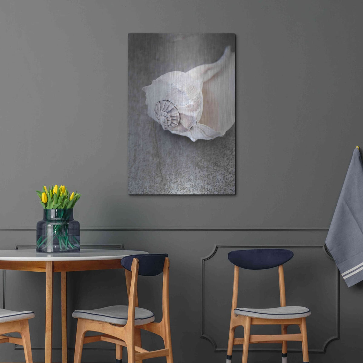 'Conch on Grey Stone' by Elena Ray – Metal Wall Art, 24x36 room view