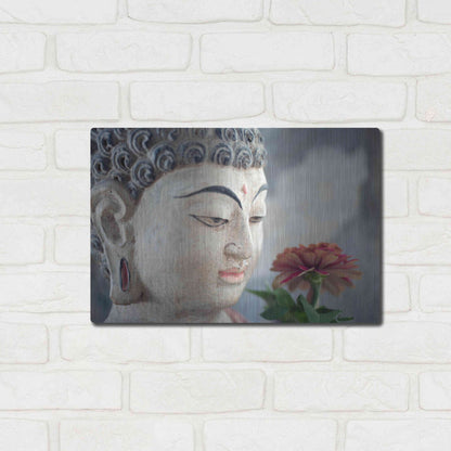 Luxe Metal Art 'Buddha Flower' by Elena Ray, Metal Wall Art,16x12