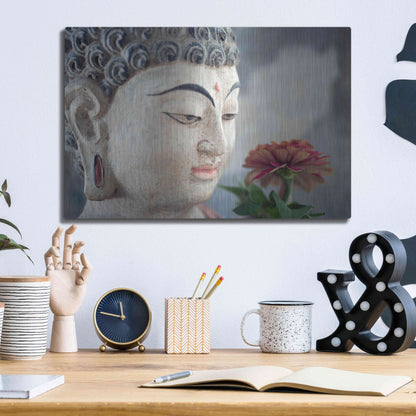 Luxe Metal Art 'Buddha Flower' by Elena Ray, Metal Wall Art,16x12