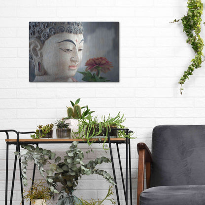 Luxe Metal Art 'Buddha Flower' by Elena Ray, Metal Wall Art,16x12