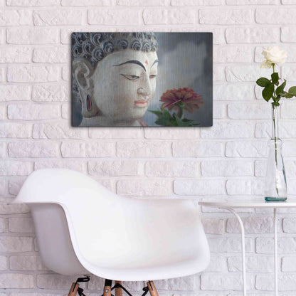 Luxe Metal Art 'Buddha Flower' by Elena Ray, Metal Wall Art,24x16