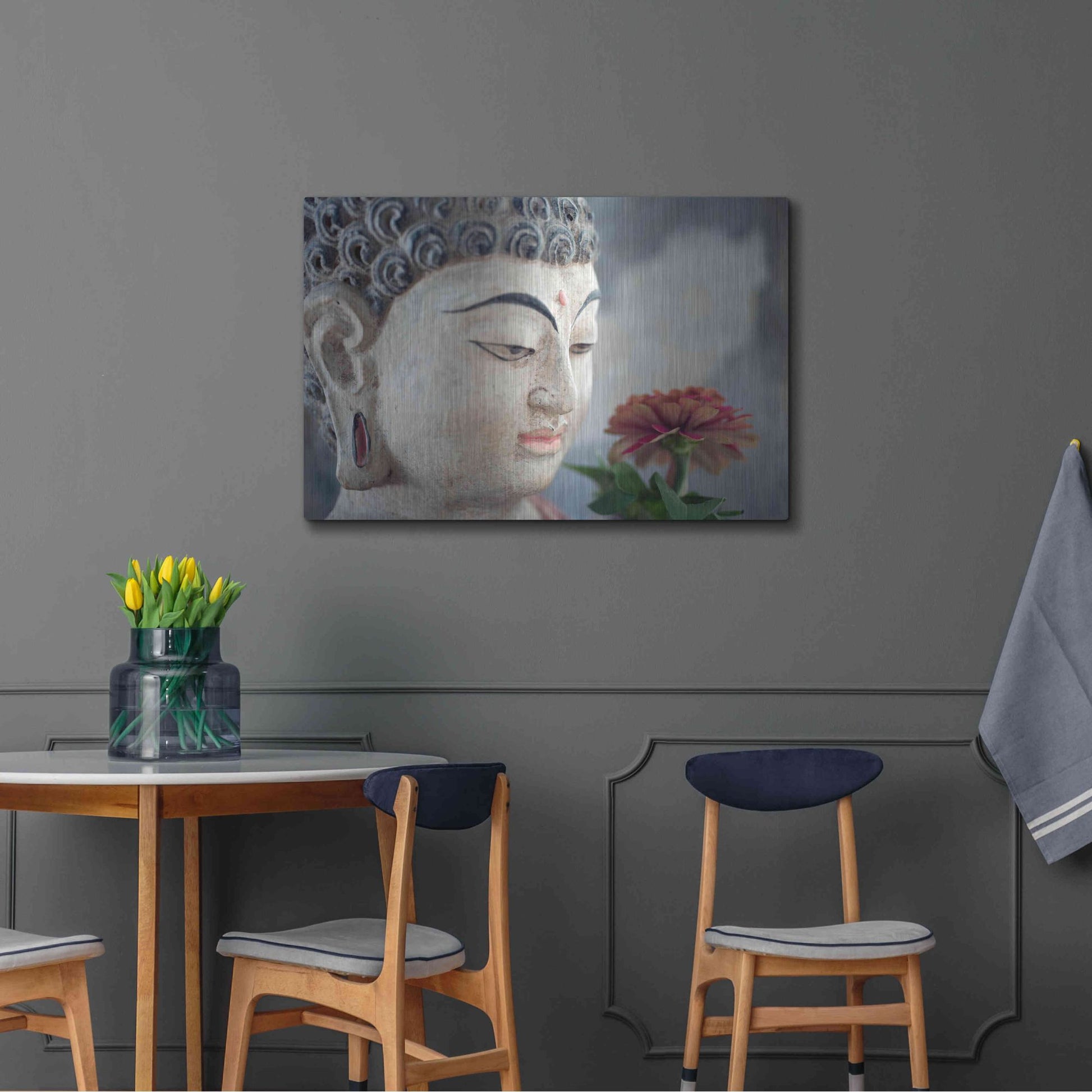 Luxe Metal Art 'Buddha Flower' by Elena Ray, Metal Wall Art,36x24