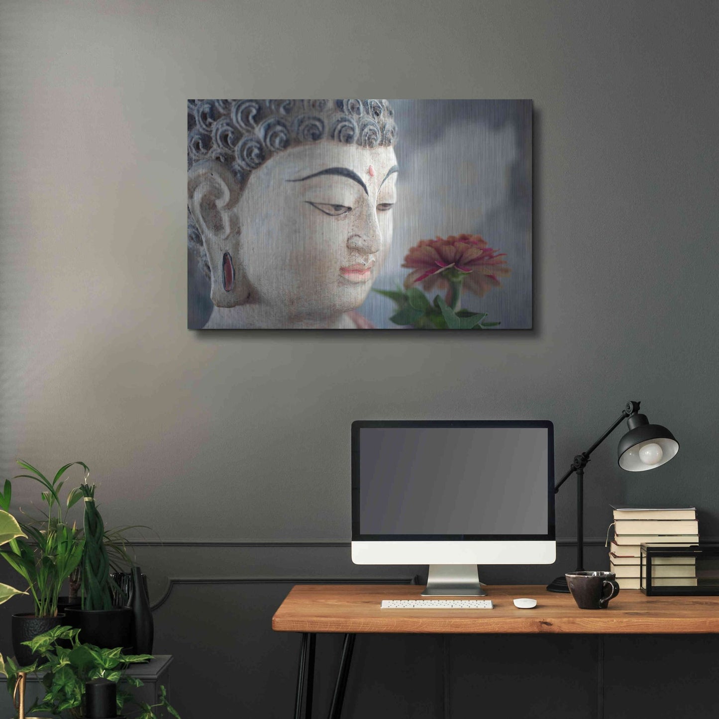 Luxe Metal Art 'Buddha Flower' by Elena Ray, Metal Wall Art,36x24