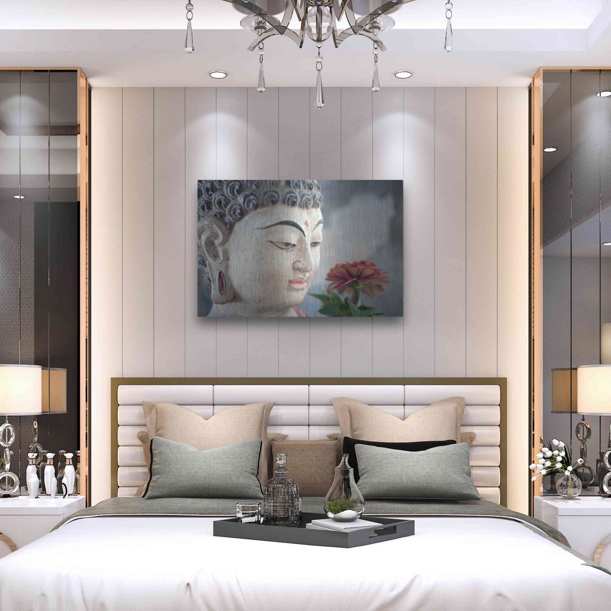 Luxe Metal Art 'Buddha Flower' by Elena Ray, Metal Wall Art,36x24