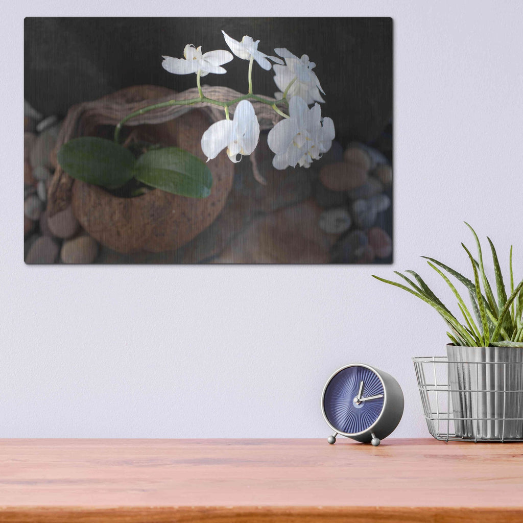 Luxe Metal Art 'Orchid Flowers' by Elena Ray, Metal Wall Art,16x12