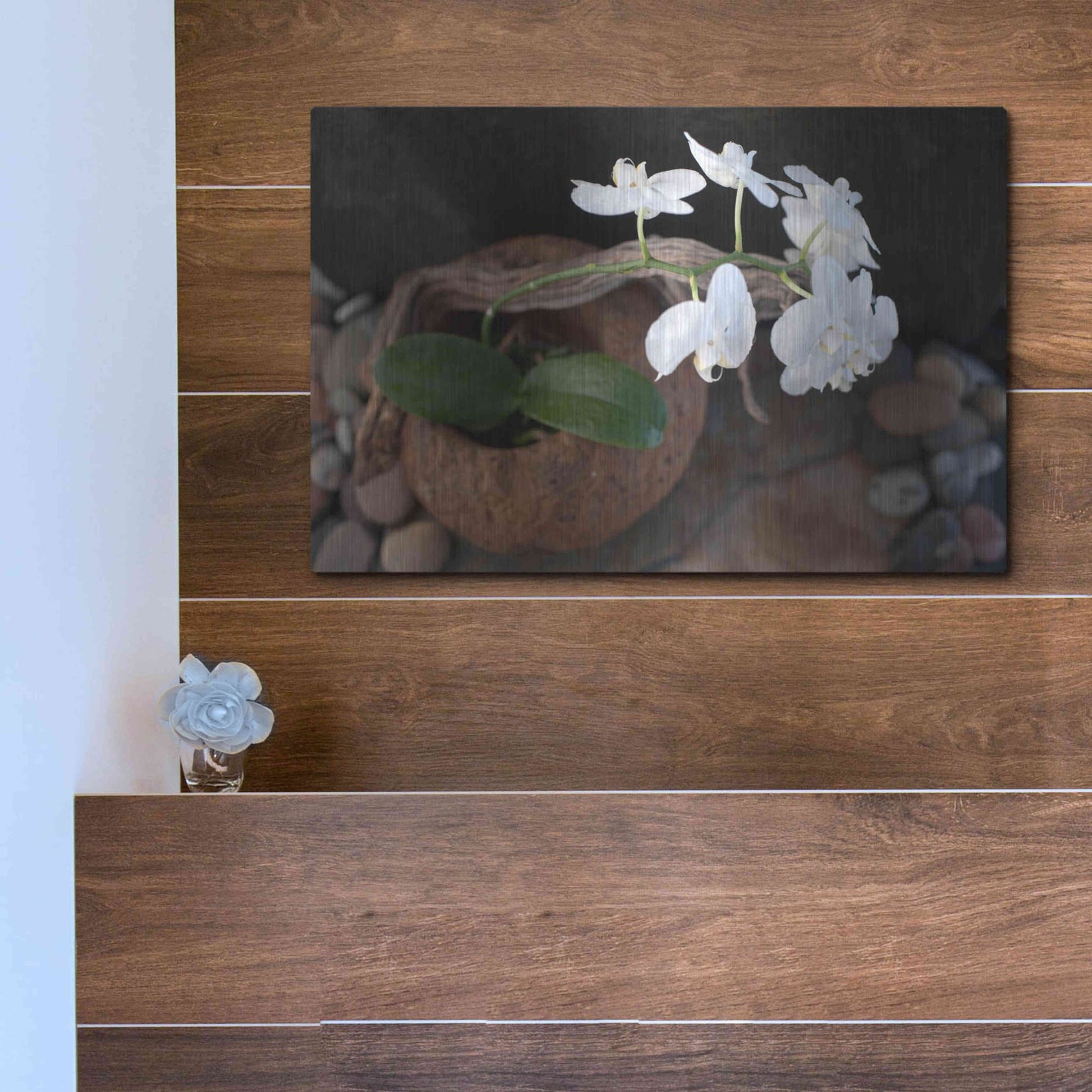 Luxe Metal Art 'Orchid Flowers' by Elena Ray, Metal Wall Art,16x12