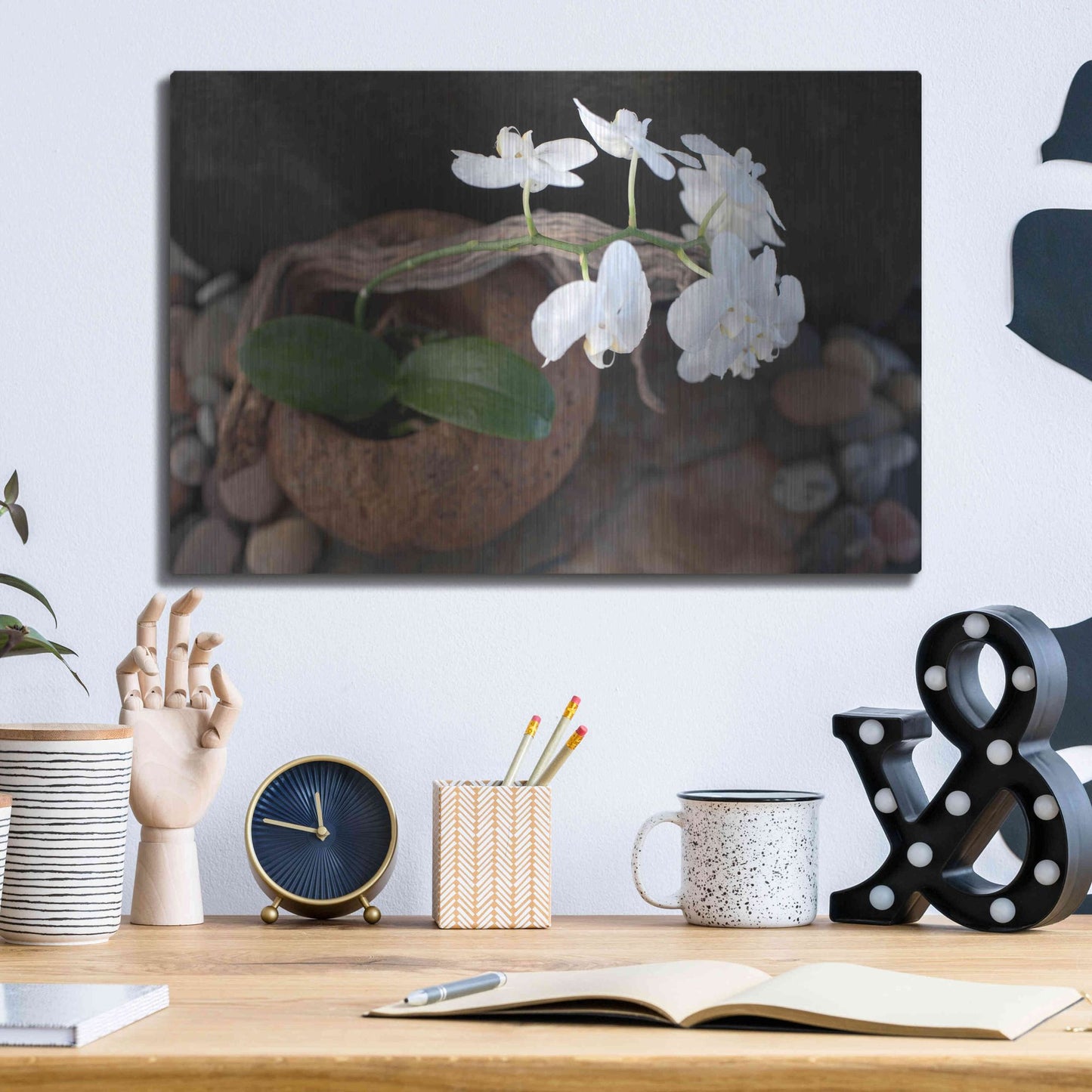 Luxe Metal Art 'Orchid Flowers' by Elena Ray, Metal Wall Art,16x12