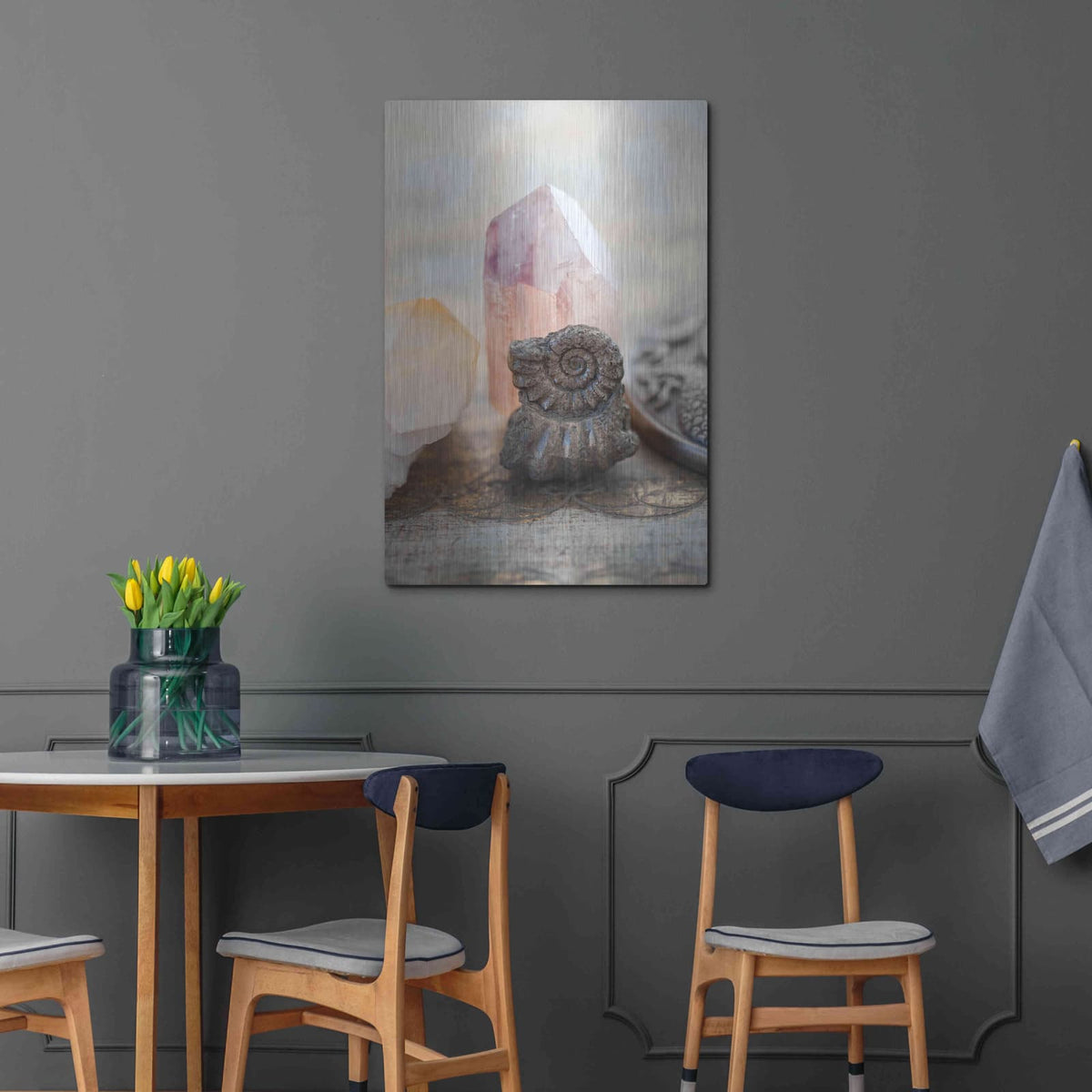 'Crystal and Fossil' by Elena Ray – Metal Wall Art, 24x36 room view