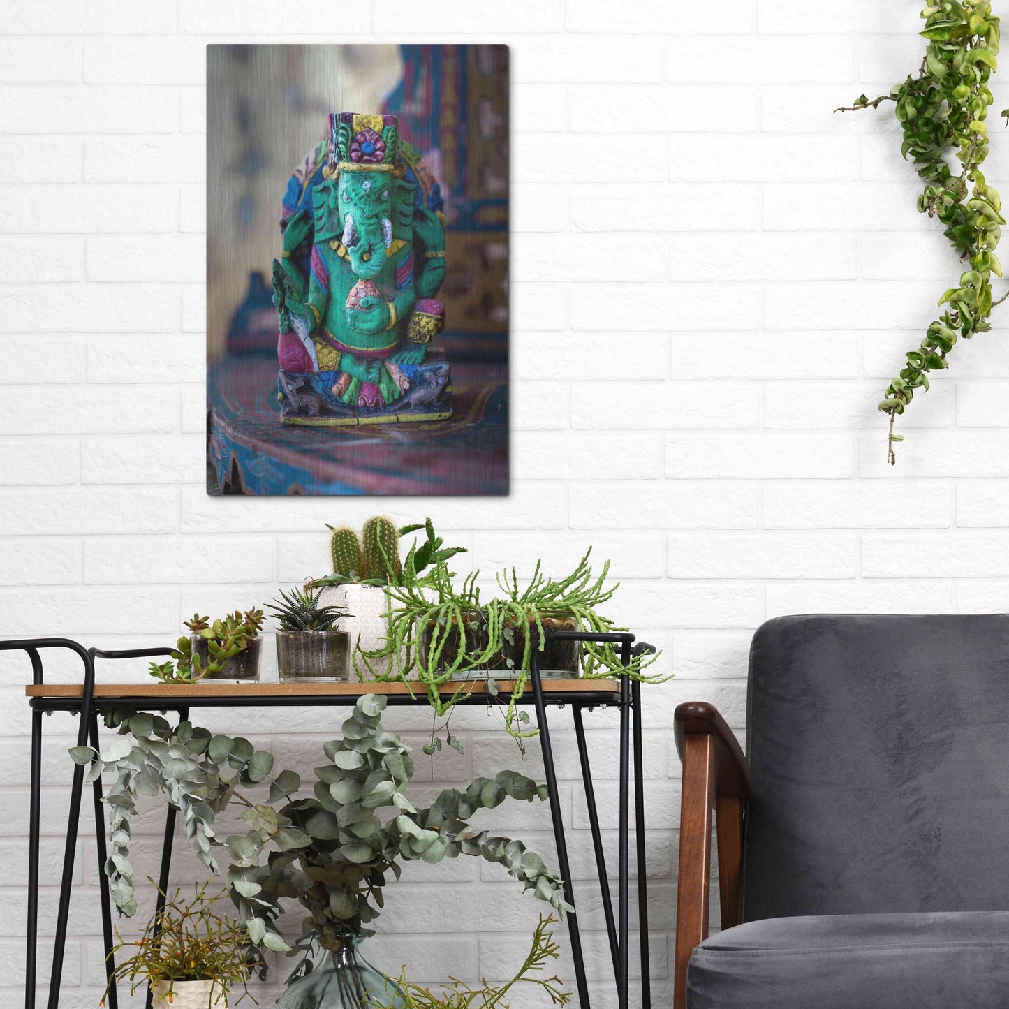 Luxe Metal Art 'Ganesha Yoga Altar' by Elena Ray, Metal Wall Art,12x16