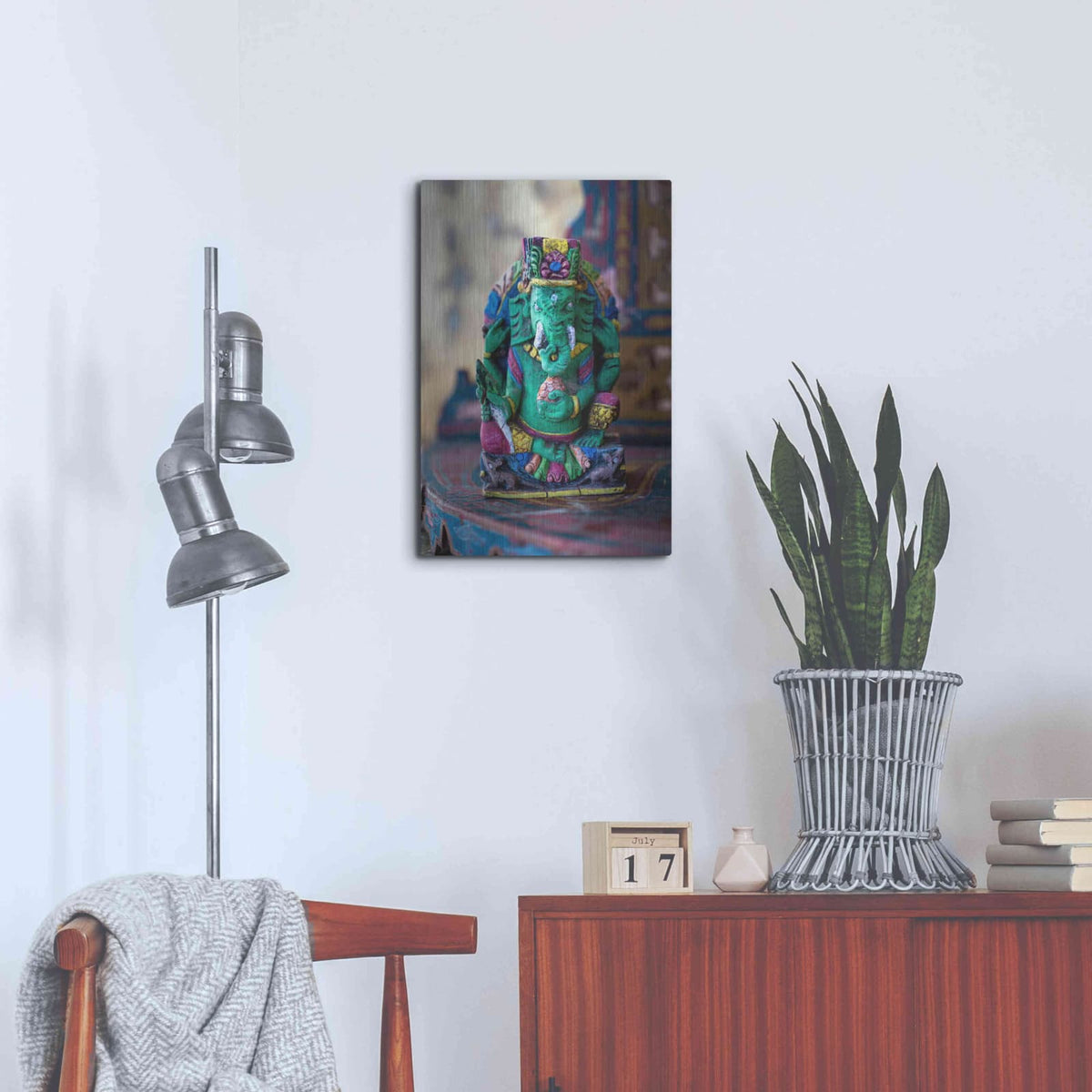 'Ganesha Yoga Altar' by Elena Ray – Metal Wall Art, 16x24 room view