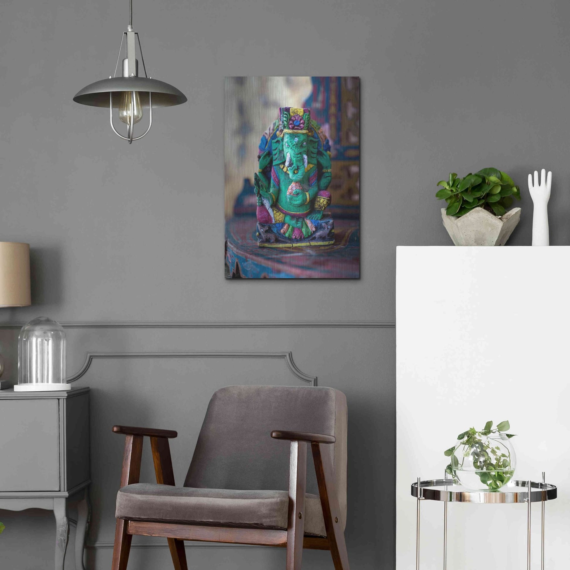 Luxe Metal Art 'Ganesha Yoga Altar' by Elena Ray, Metal Wall Art,16x24