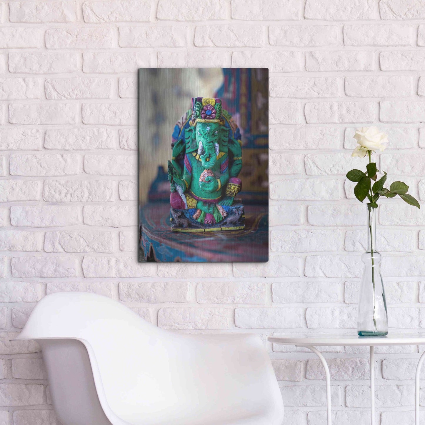 Luxe Metal Art 'Ganesha Yoga Altar' by Elena Ray, Metal Wall Art,16x24