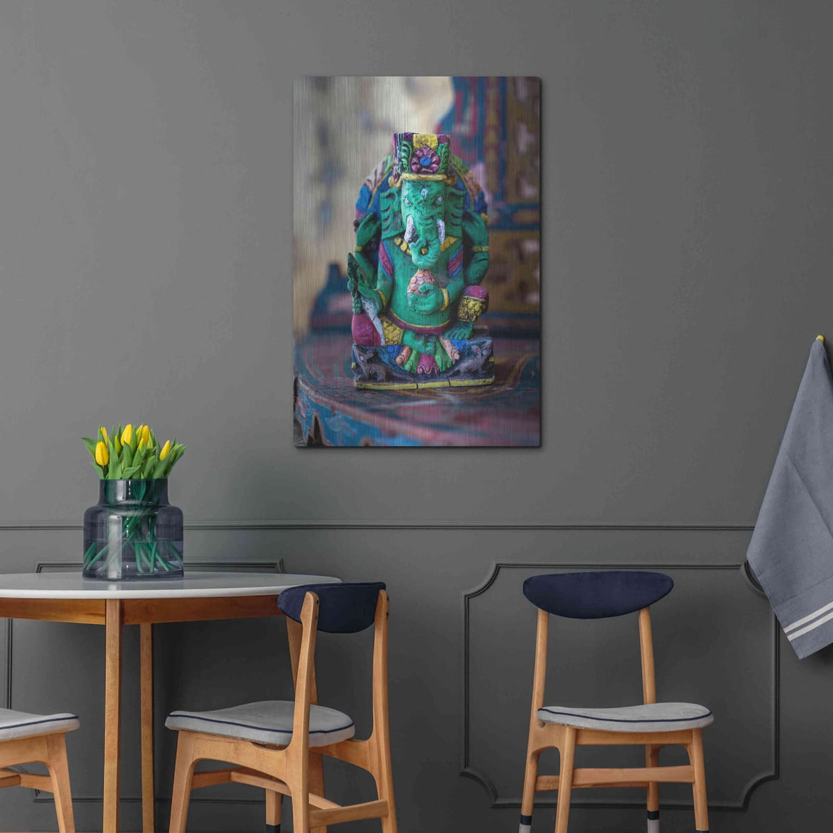 'Ganesha Yoga Altar' by Elena Ray – Metal Wall Art, 24x36 room view