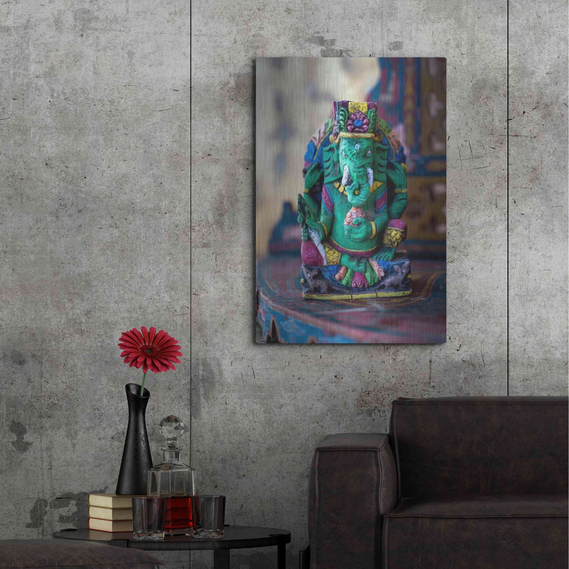 Luxe Metal Art 'Ganesha Yoga Altar' by Elena Ray, Metal Wall Art,24x36