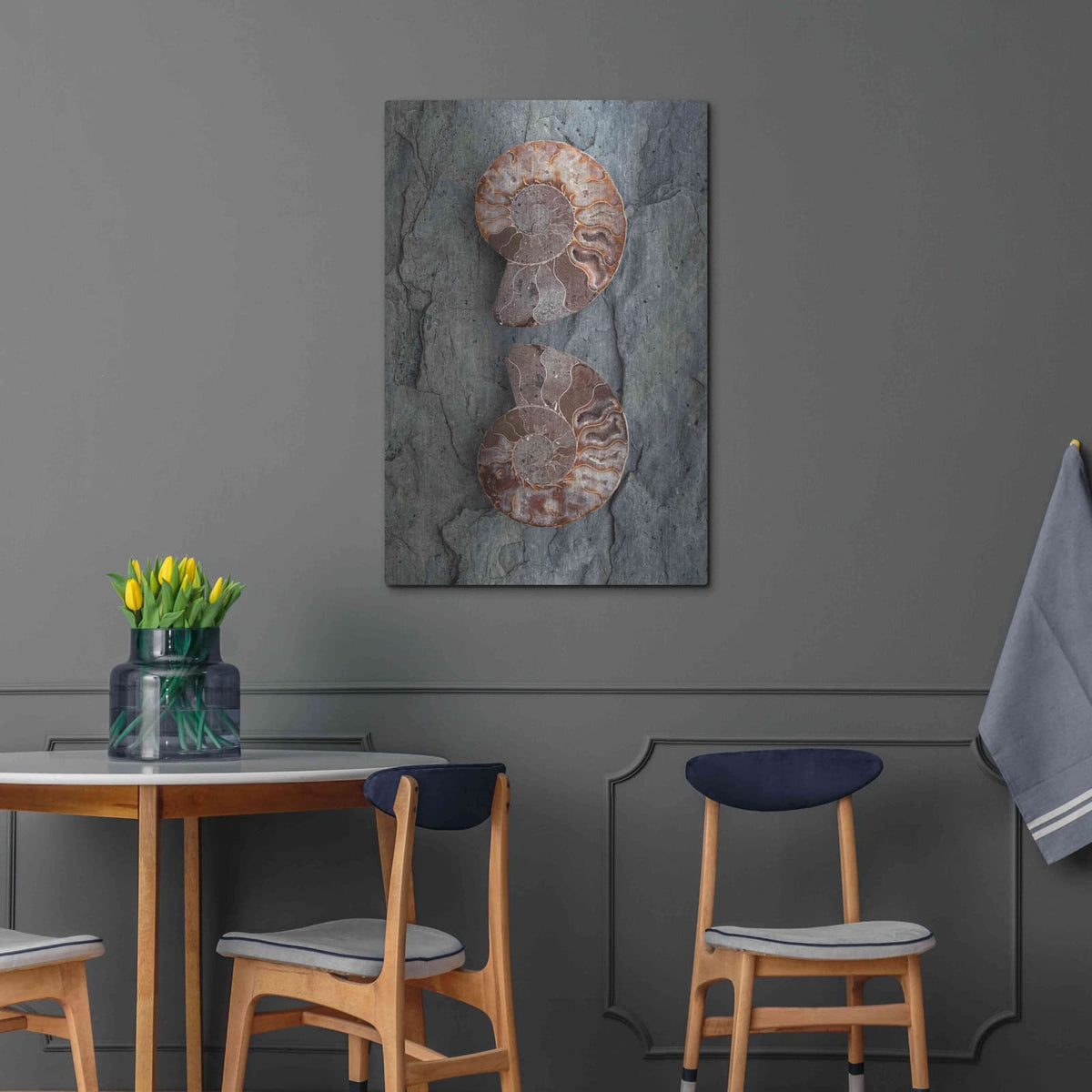 'Crystallized Ammonites' by Elena Ray – Metal Wall Art, 24x36 room view