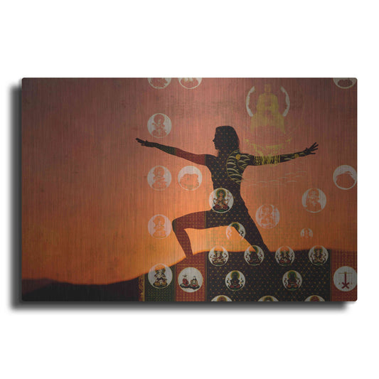 Luxe Metal Art 'Sunrise Yoga Meditation' by Elena Ray, Metal Wall Art