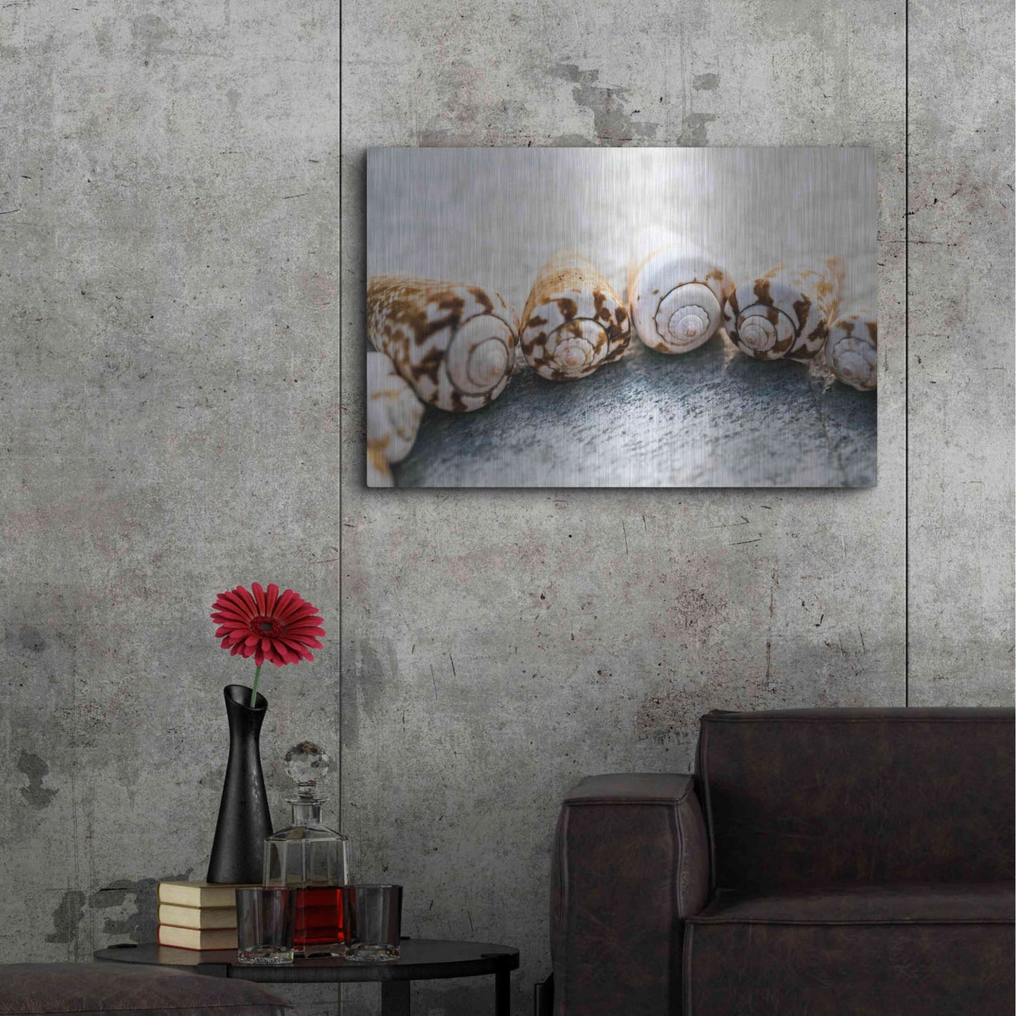 Luxe Metal Art 'Spiral Seashells' by Elena Ray, Metal Wall Art,36x24