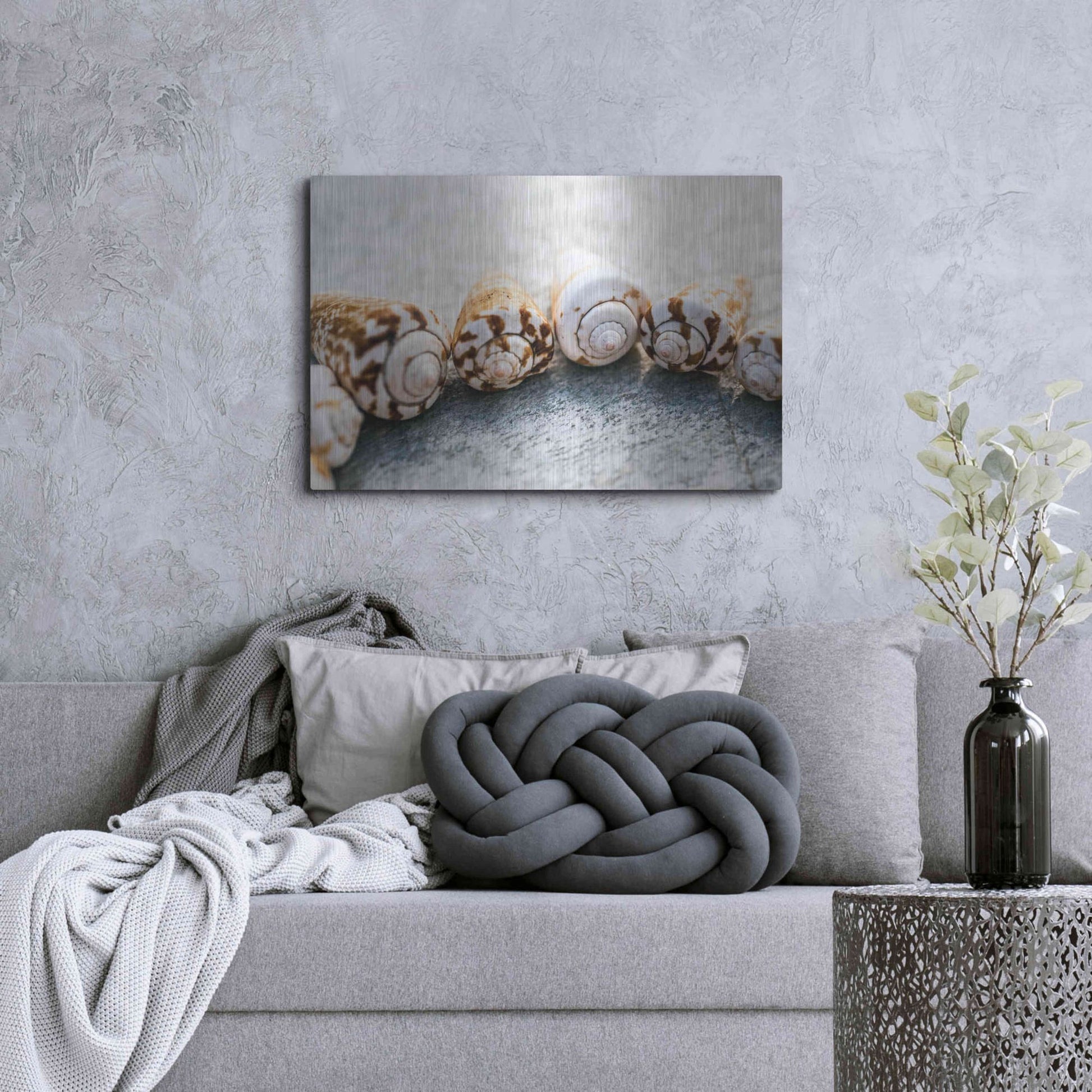 Luxe Metal Art 'Spiral Seashells' by Elena Ray, Metal Wall Art,36x24