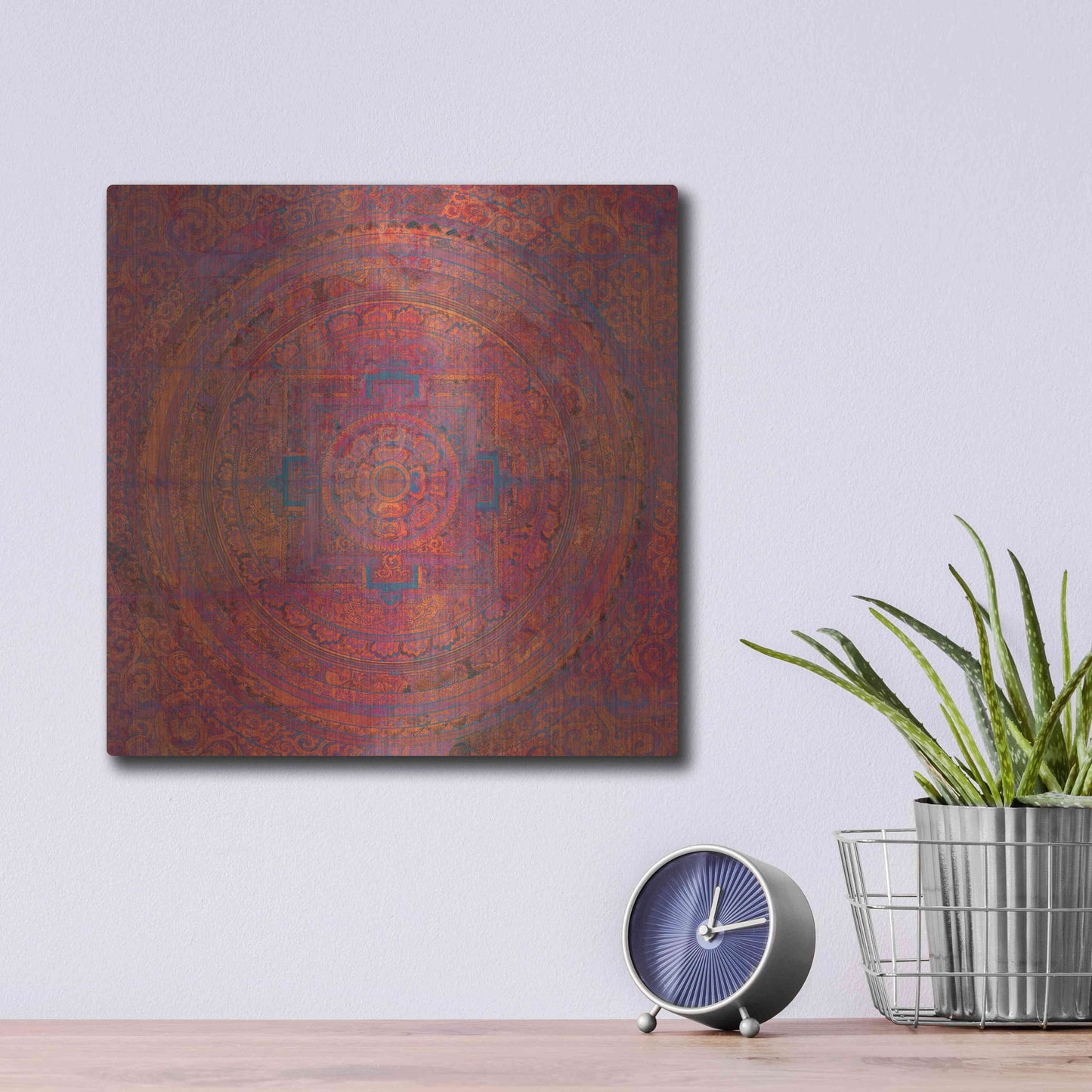 Luxe Metal Art 'Modern Vintage Meditation Mandala' by Elena Ray, Metal Wall Art,12x12