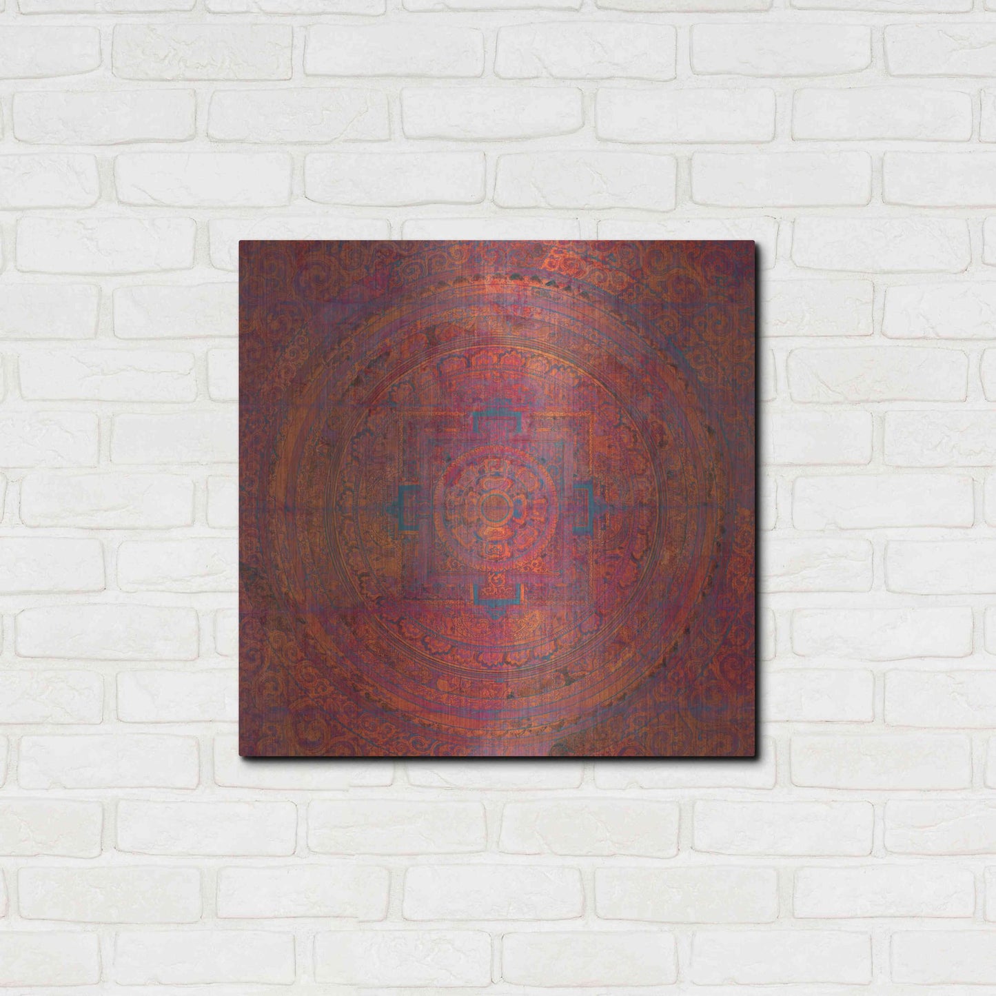 Luxe Metal Art 'Modern Vintage Meditation Mandala' by Elena Ray, Metal Wall Art,24x24