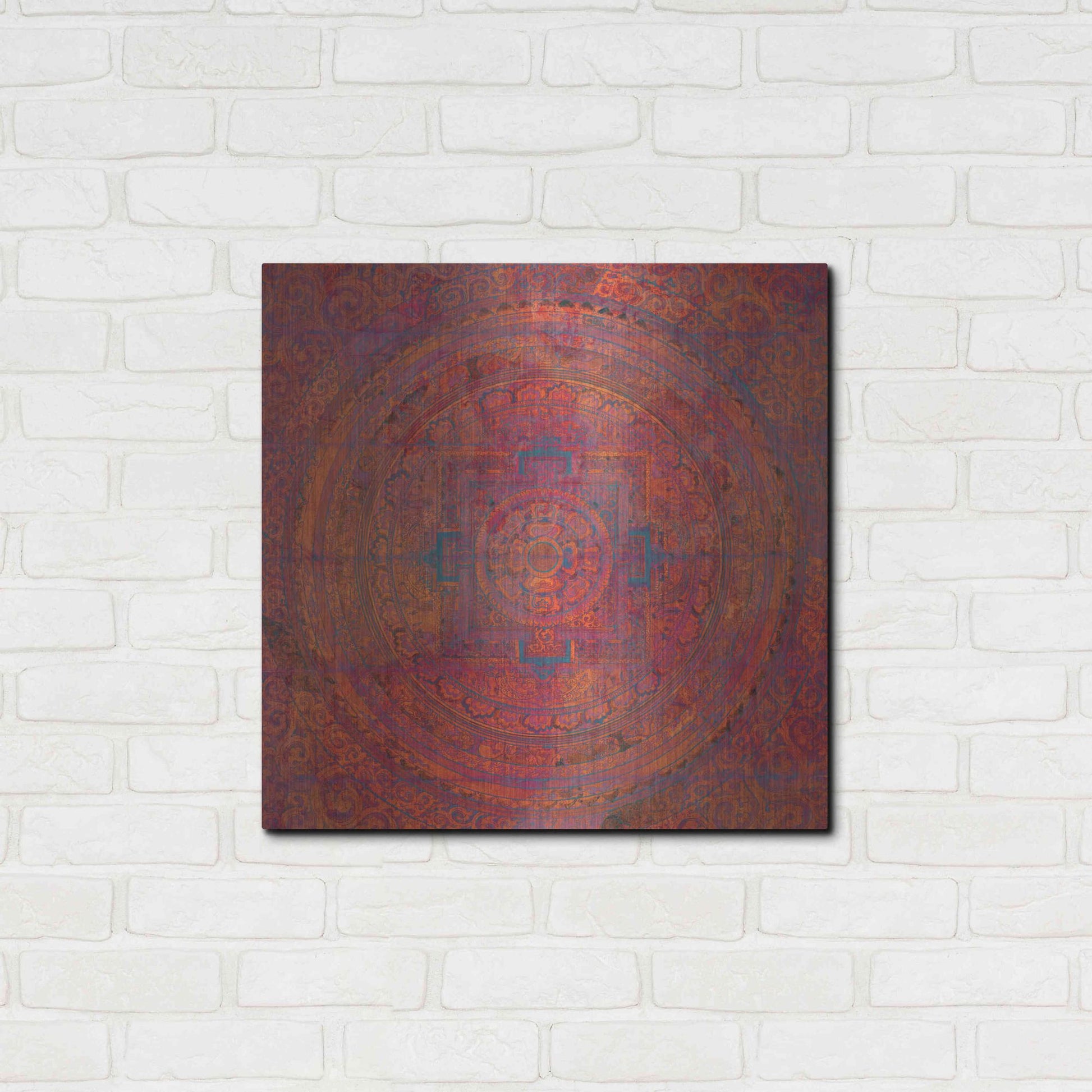 Luxe Metal Art 'Modern Vintage Meditation Mandala' by Elena Ray, Metal Wall Art,24x24