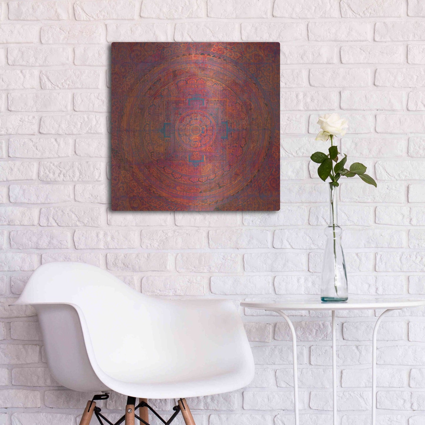 Luxe Metal Art 'Modern Vintage Meditation Mandala' by Elena Ray, Metal Wall Art,24x24