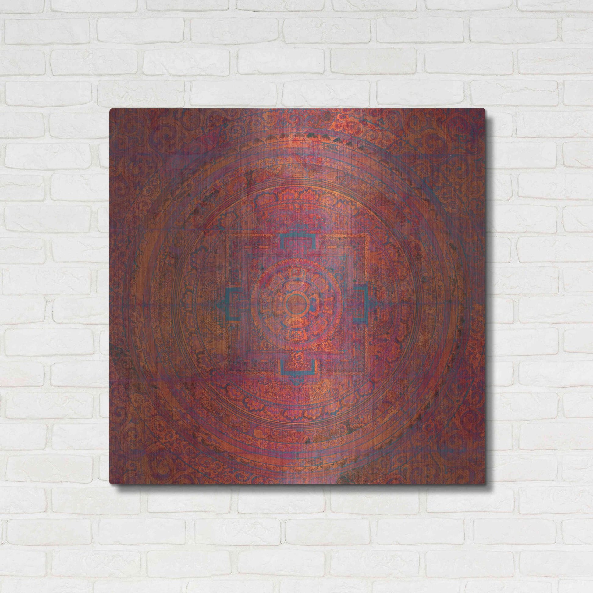 Luxe Metal Art 'Modern Vintage Meditation Mandala' by Elena Ray, Metal Wall Art,36x36