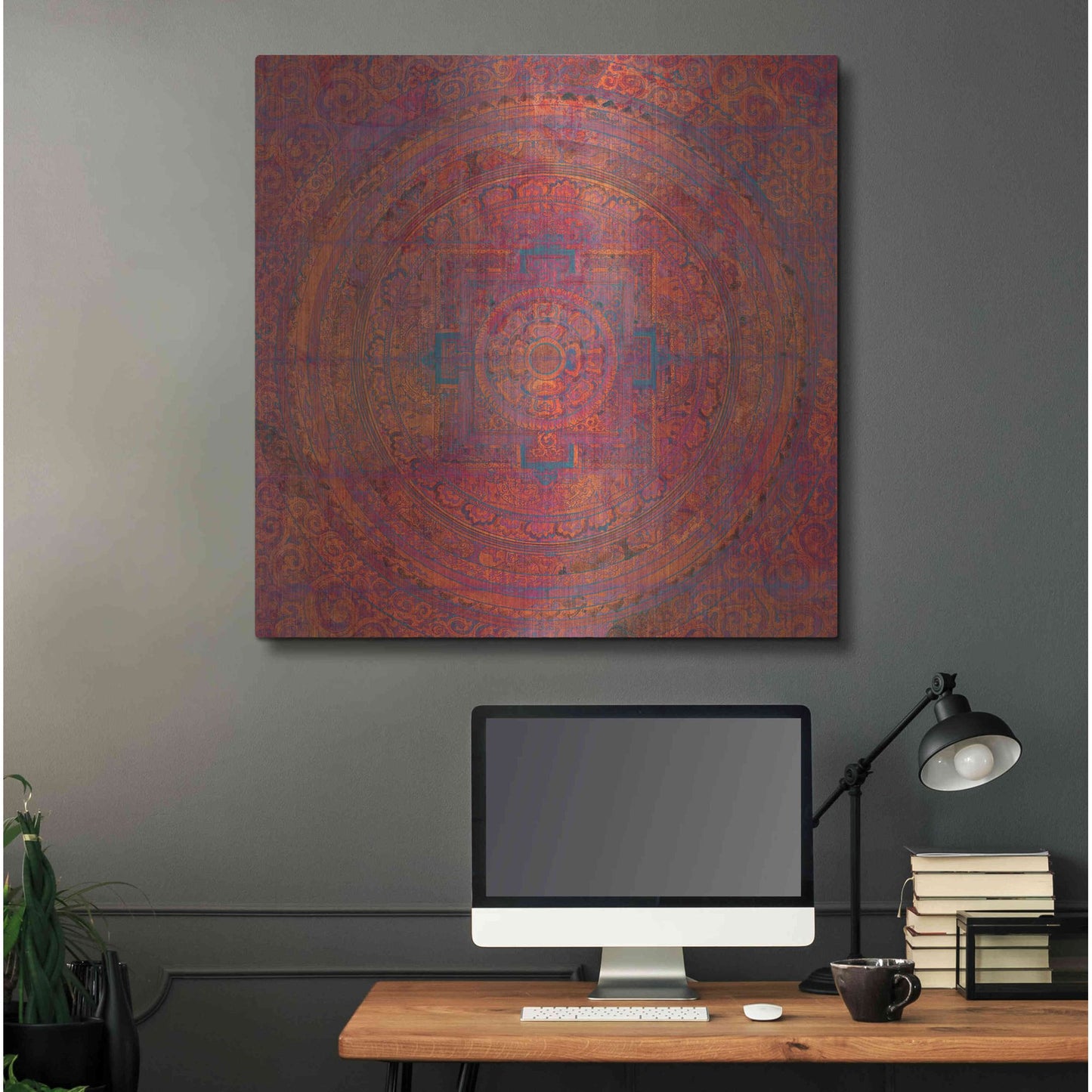 Luxe Metal Art 'Modern Vintage Meditation Mandala' by Elena Ray, Metal Wall Art,36x36