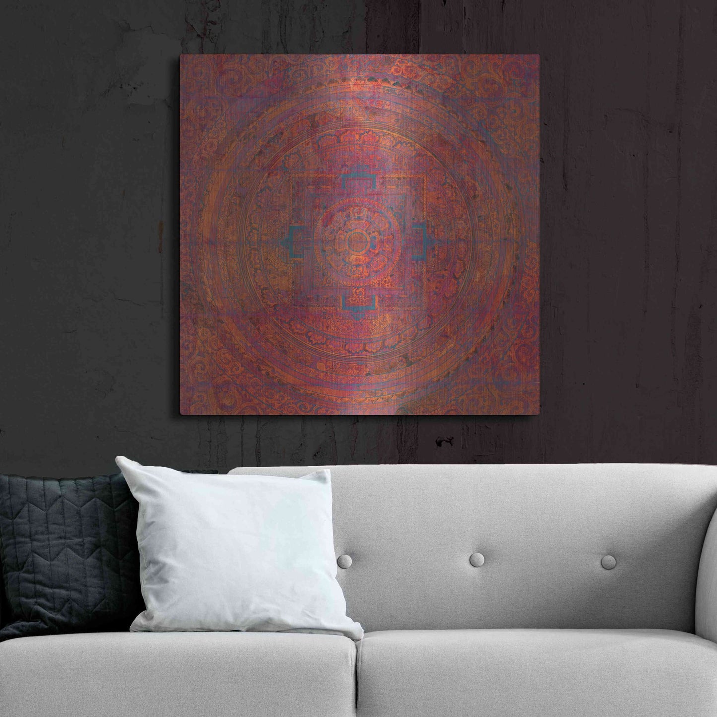 Luxe Metal Art 'Modern Vintage Meditation Mandala' by Elena Ray, Metal Wall Art,36x36