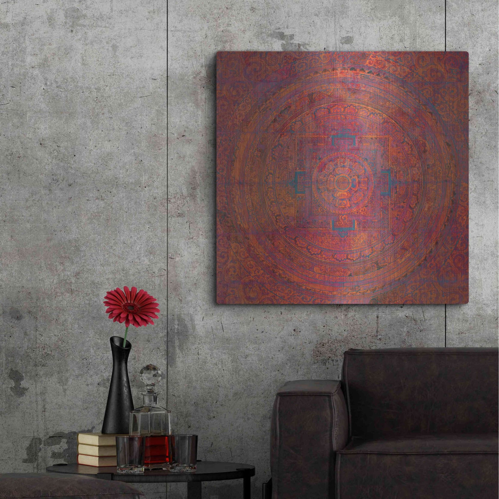 Luxe Metal Art 'Modern Vintage Meditation Mandala' by Elena Ray, Metal Wall Art,36x36