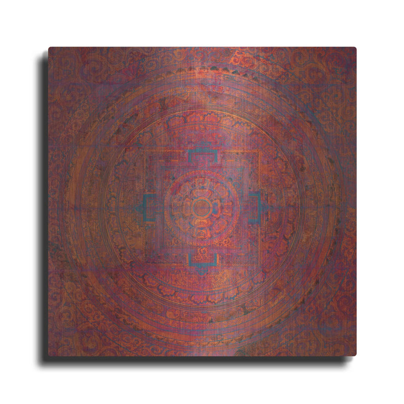 'Modern Vintage Meditation Mandala' by Elena Ray – Metal Wall Art