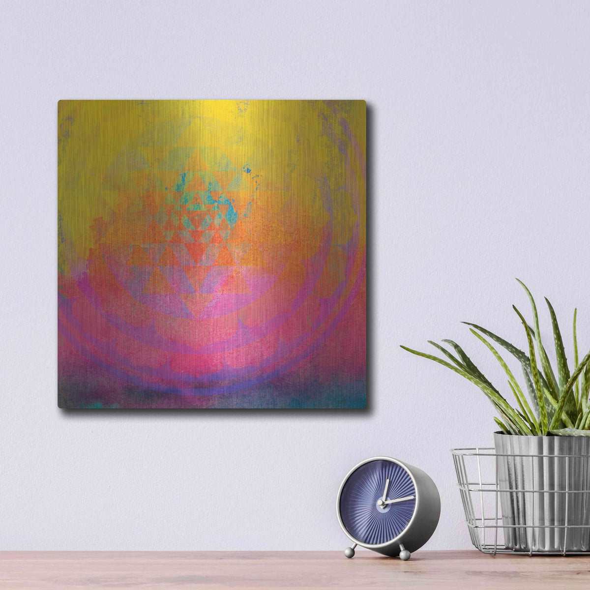Luxe Metal Art 'High Frequency Mandala Fragment' by Elena Ray, Metal Wall Art,12x12