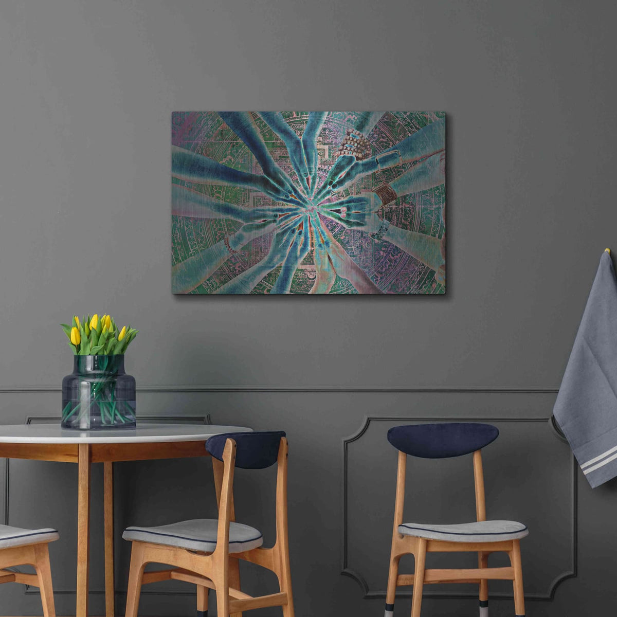 'Circle of Friends Mandala' by Elena Ray – Metal Wall Art, 36x24 room view