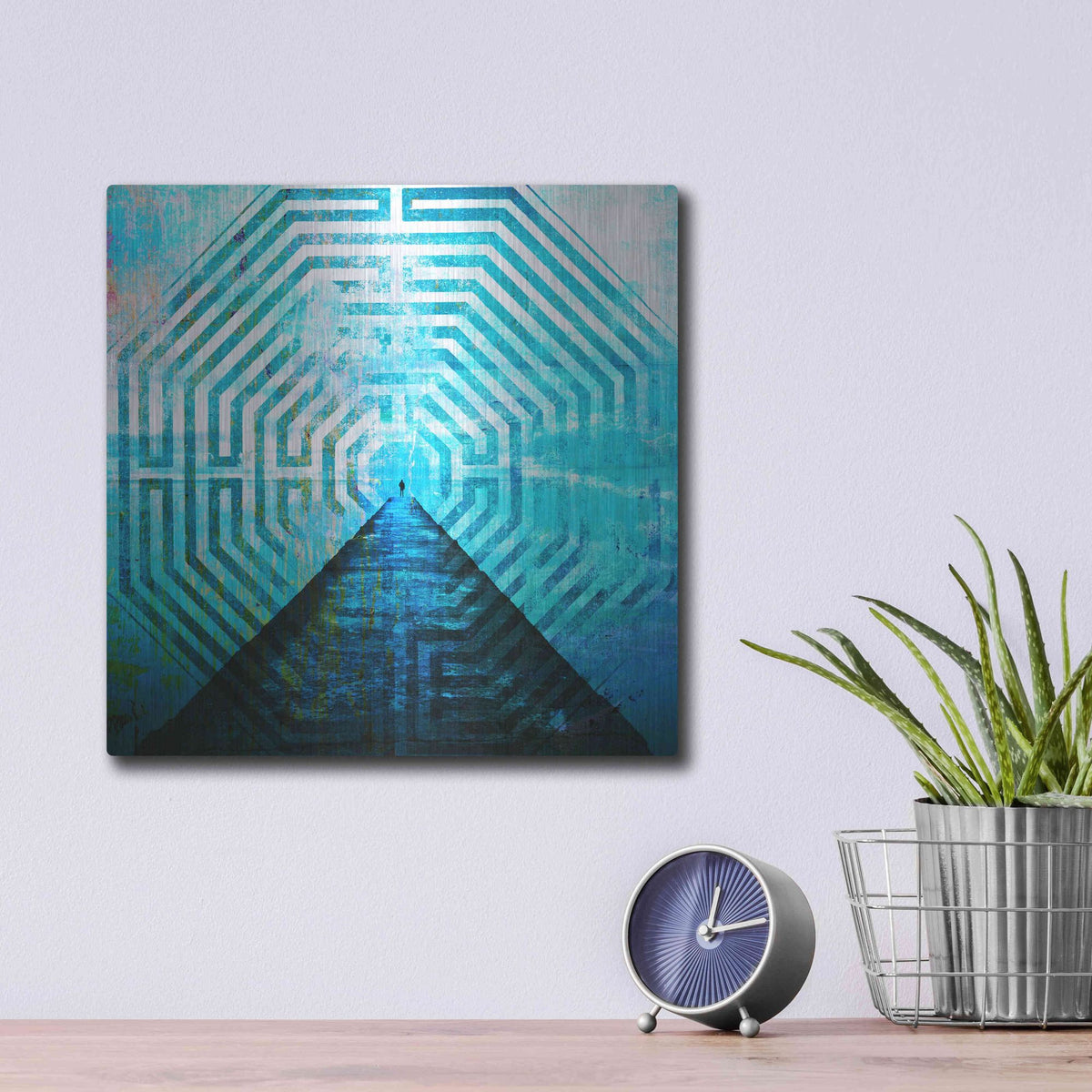 Luxe Metal Art 'Labyrinth' by Elena Ray, Metal Wall Art,12x12