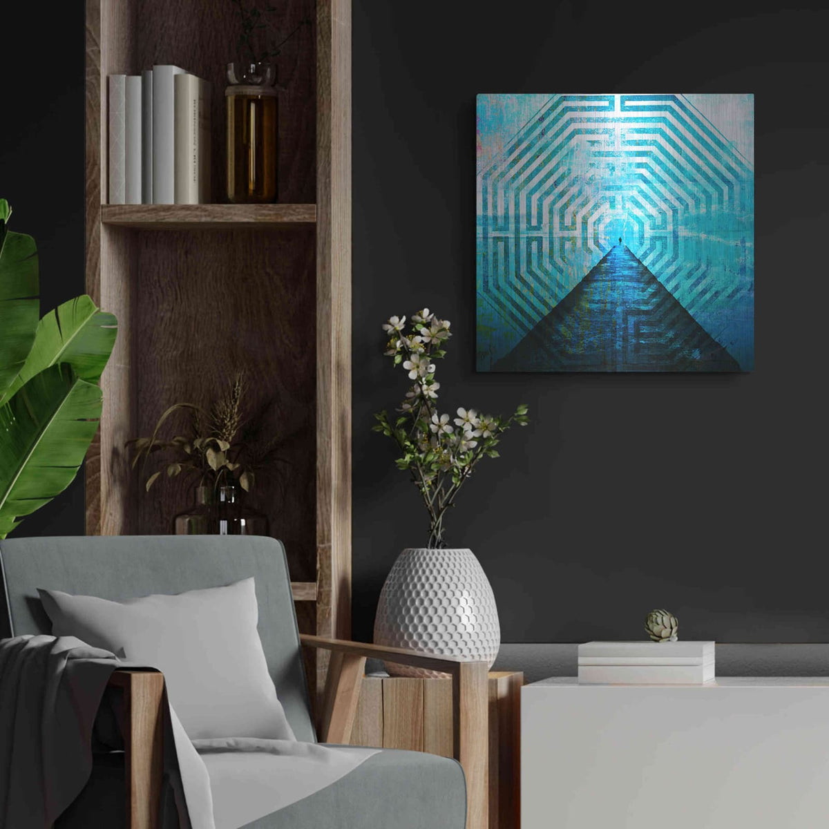 'Labyrinth' by Elena Ray – Metal Wall Art, 24x24 room view