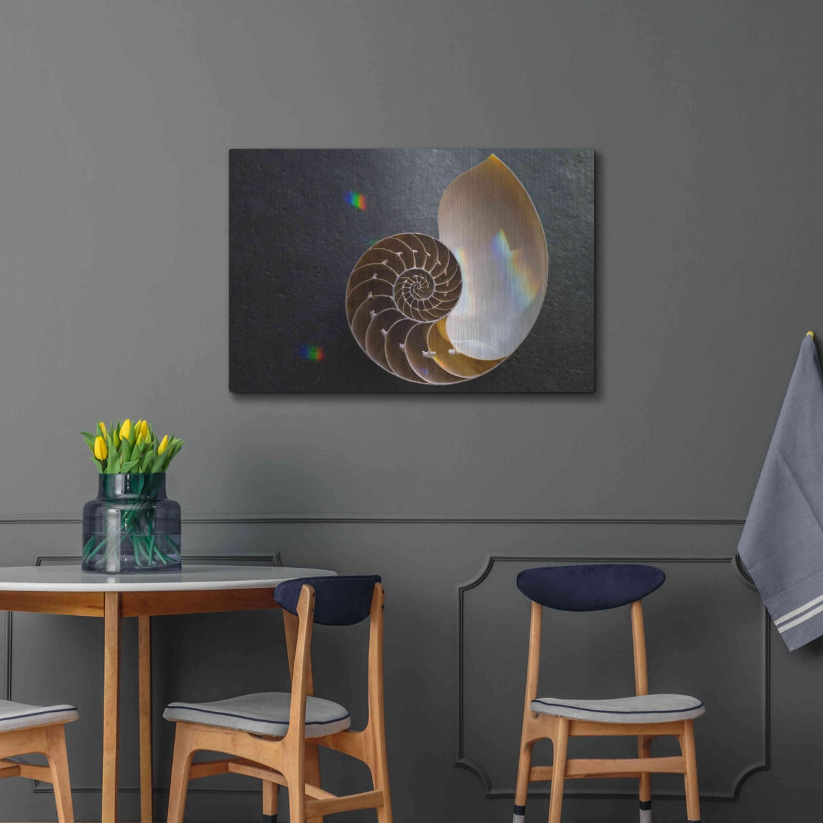 'Sacred Geometry Nautilus Shell' by Elena Ray – Metal Wall Art, 36x24 room view