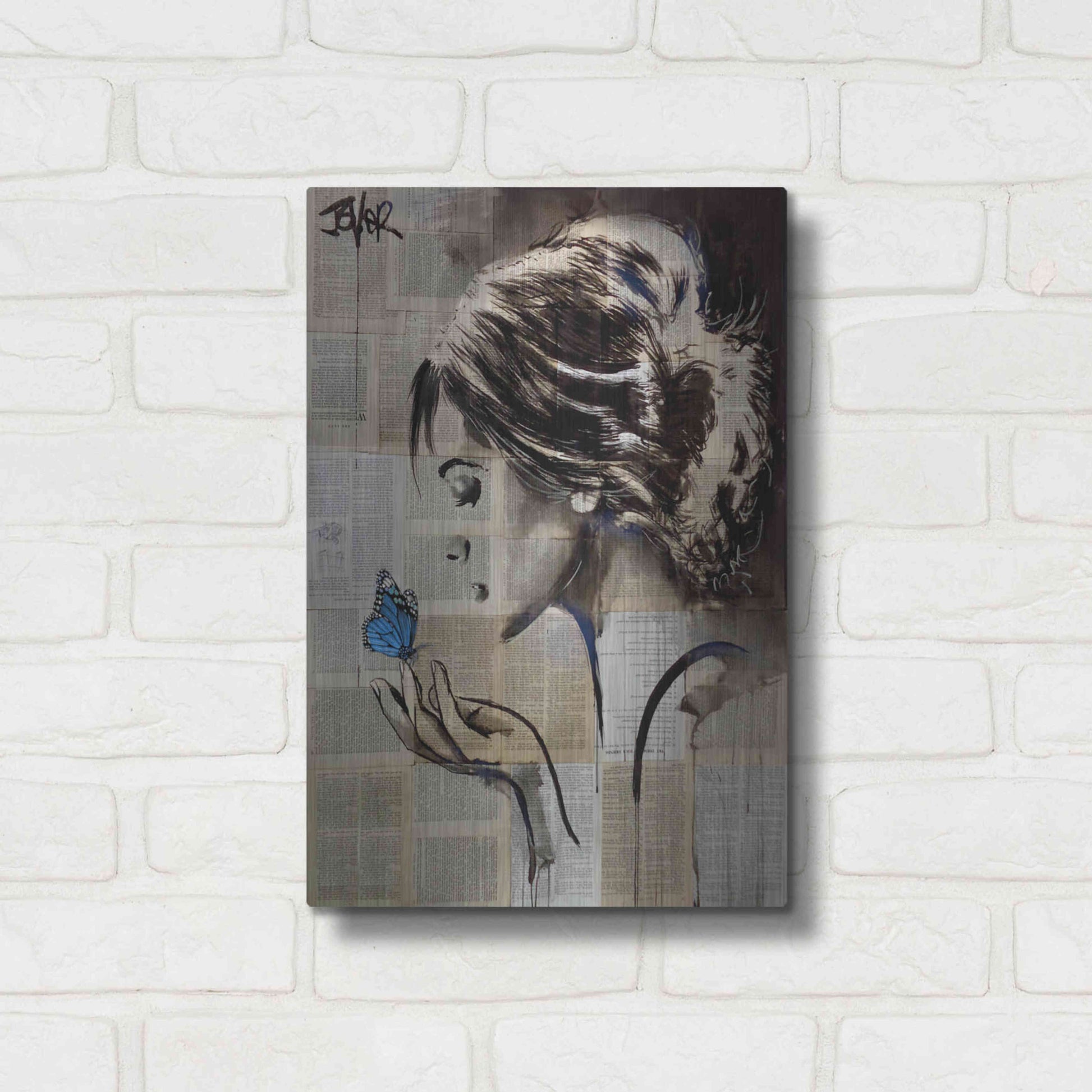 Luxe Metal Art 'A Little Blue Hope' by Loui Jover, Metal Wall Art,12x16