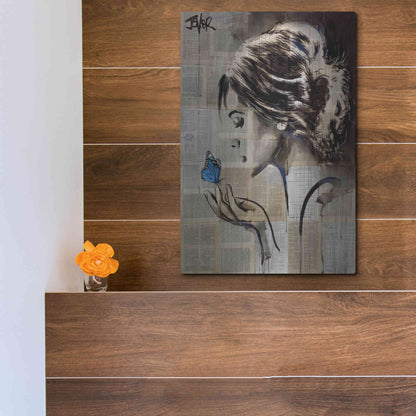 Luxe Metal Art 'A Little Blue Hope' by Loui Jover, Metal Wall Art,12x16