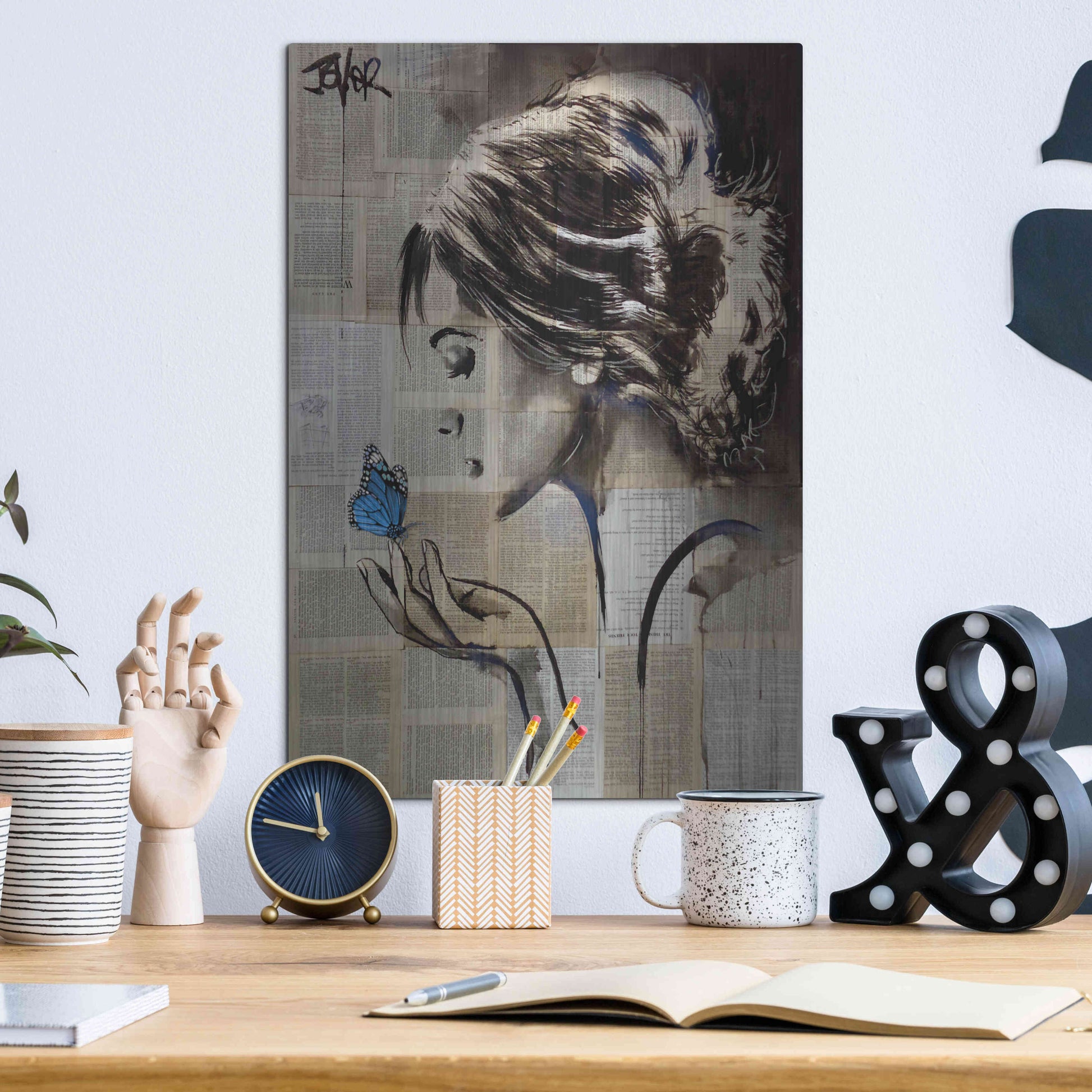 Luxe Metal Art 'A Little Blue Hope' by Loui Jover, Metal Wall Art,12x16