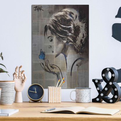 Luxe Metal Art 'A Little Blue Hope' by Loui Jover, Metal Wall Art,12x16