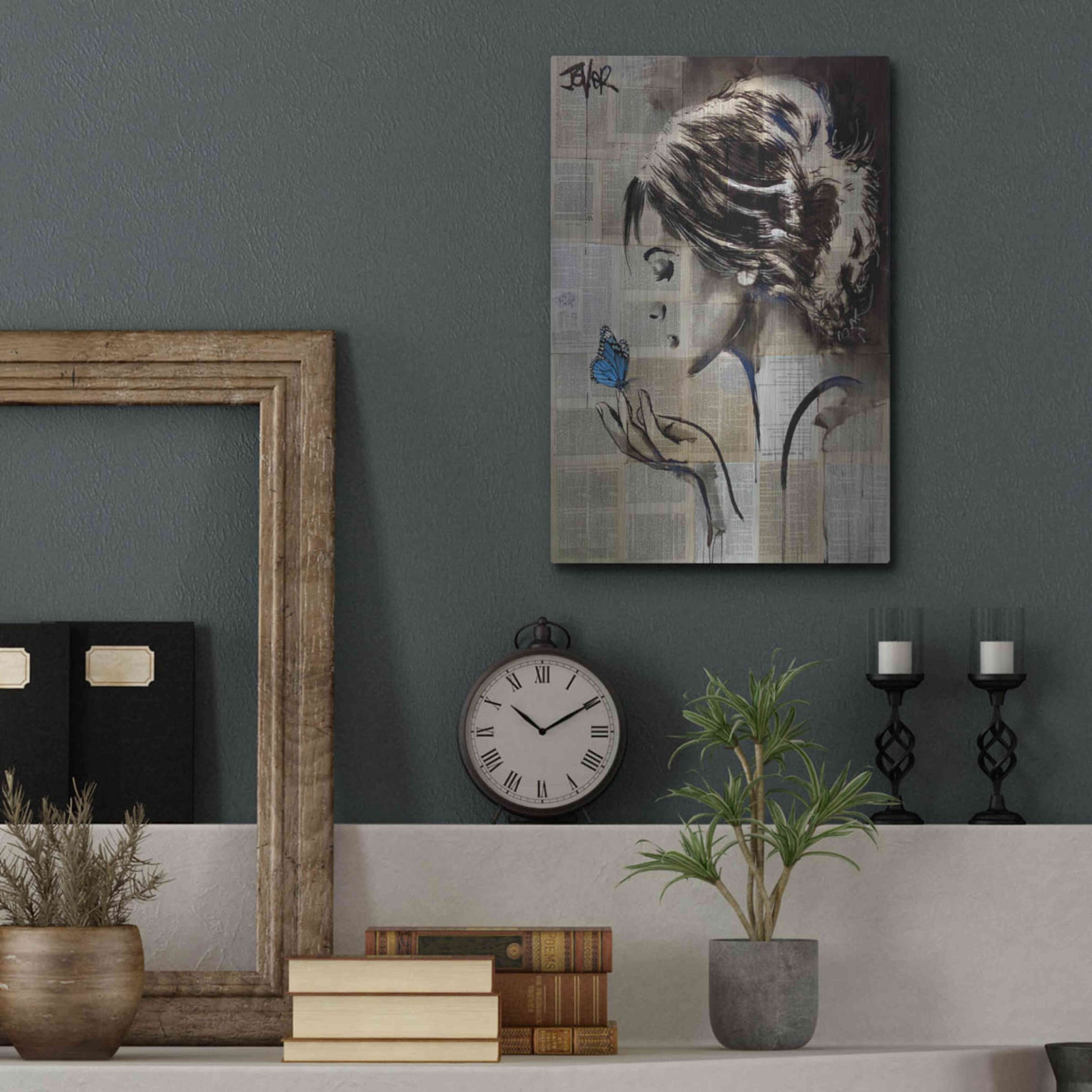 Luxe Metal Art 'A Little Blue Hope' by Loui Jover, Metal Wall Art,12x16