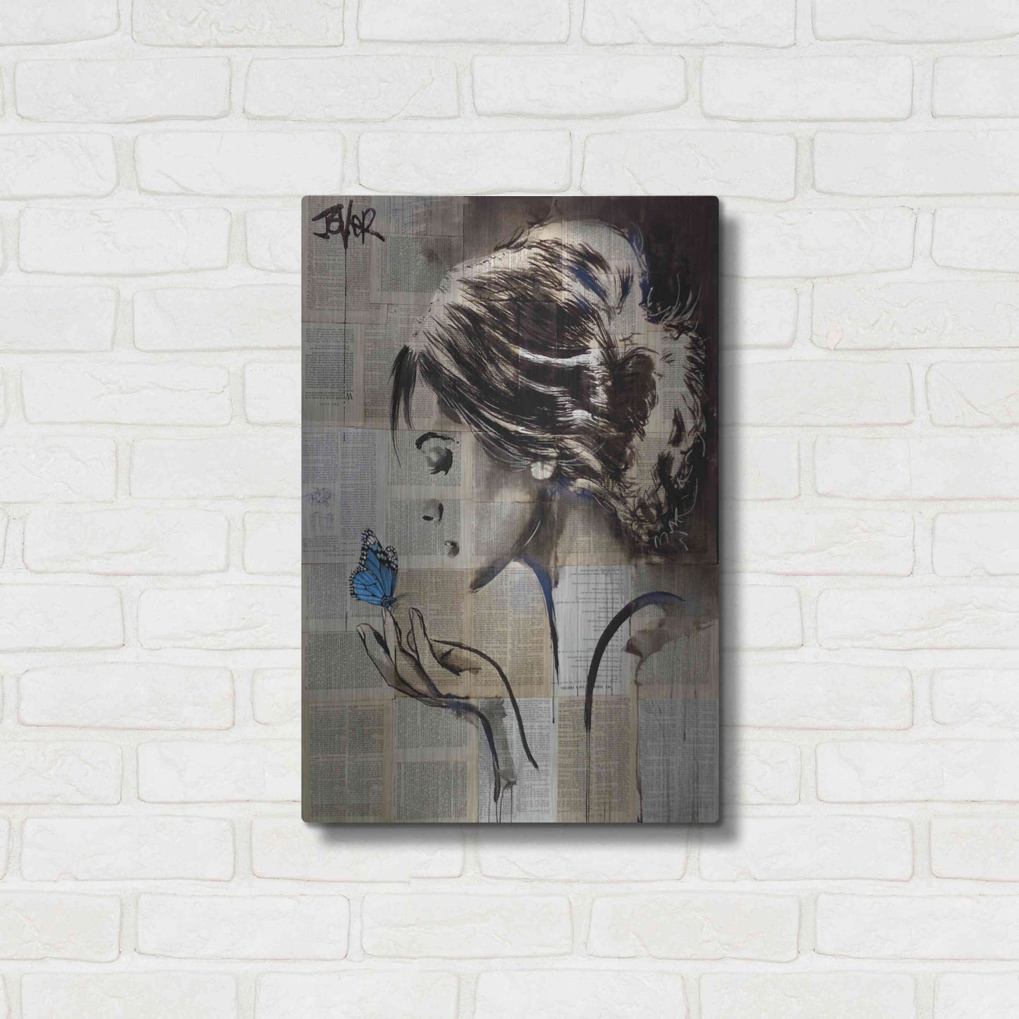 Luxe Metal Art 'A Little Blue Hope' by Loui Jover, Metal Wall Art,16x24