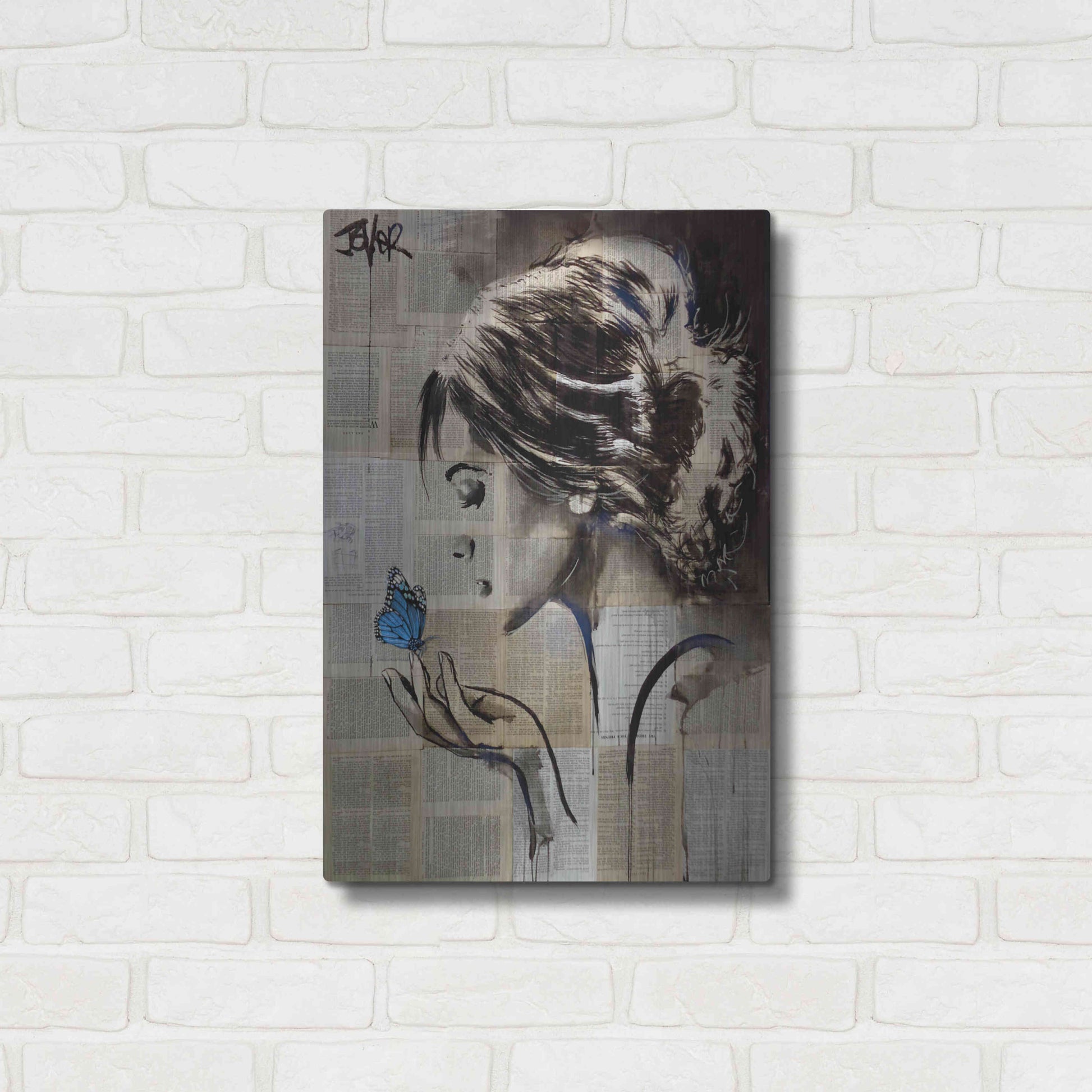 Luxe Metal Art 'A Little Blue Hope' by Loui Jover, Metal Wall Art,16x24