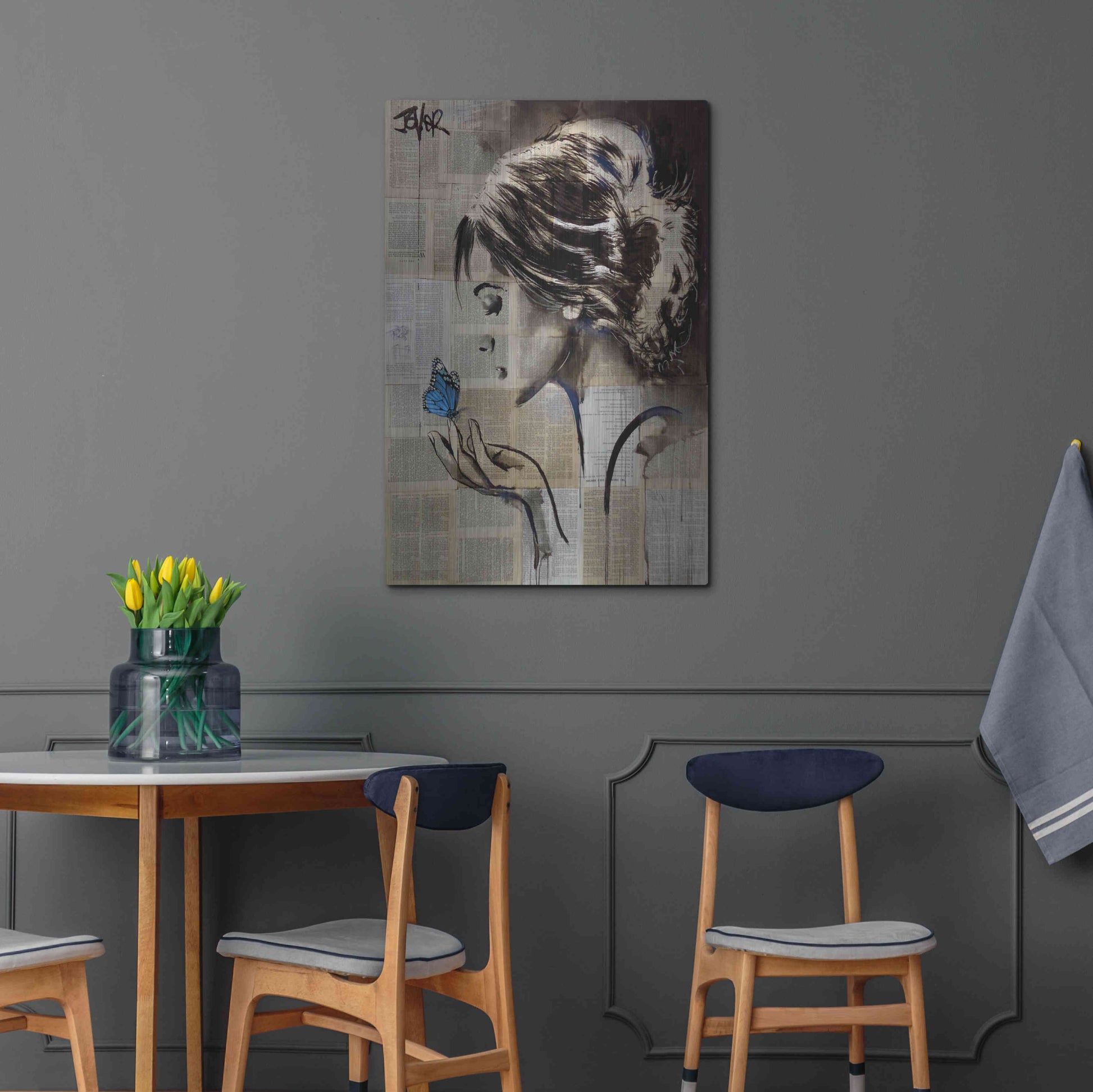 Luxe Metal Art 'A Little Blue Hope' by Loui Jover, Metal Wall Art,24x36