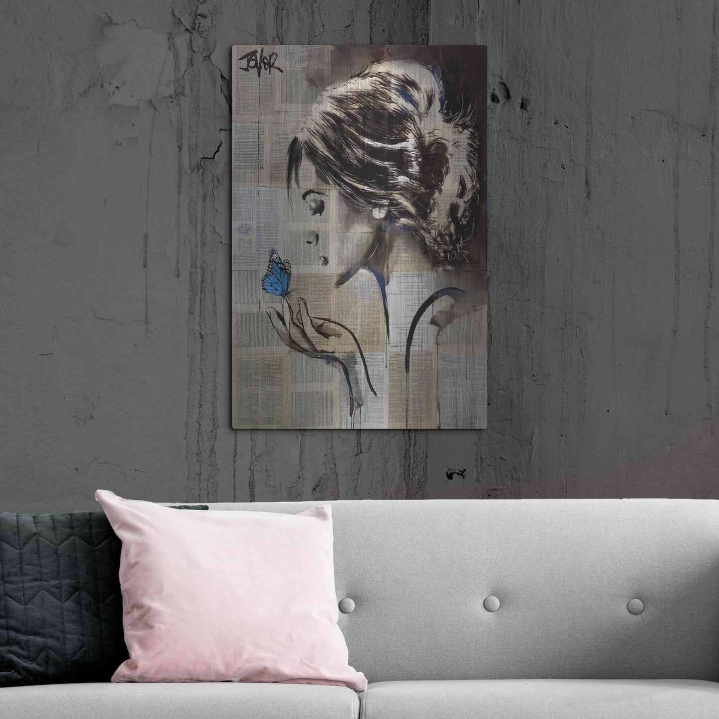 Luxe Metal Art 'A Little Blue Hope' by Loui Jover, Metal Wall Art,24x36